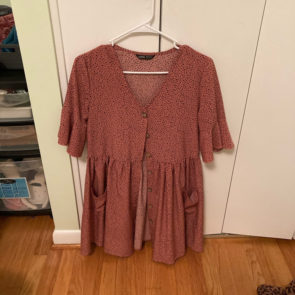 SHEIN button up printed dress with pockets